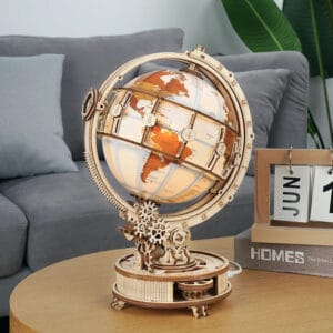 Maquette globe en bois Lumineux