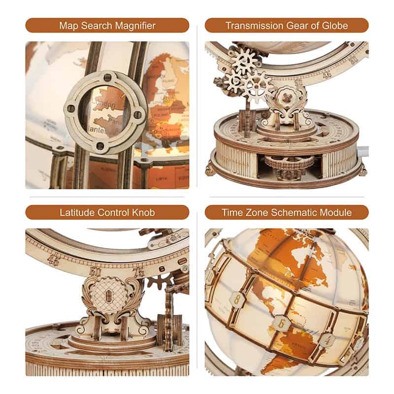 Maquette globe en bois Lumineux