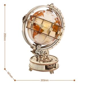 Maquette globe en bois Lumineux