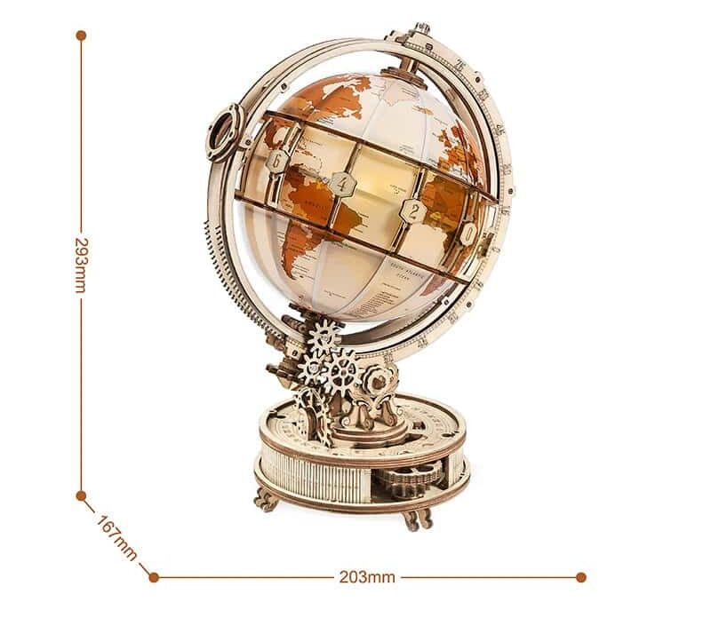 Maquette globe en bois Lumineux