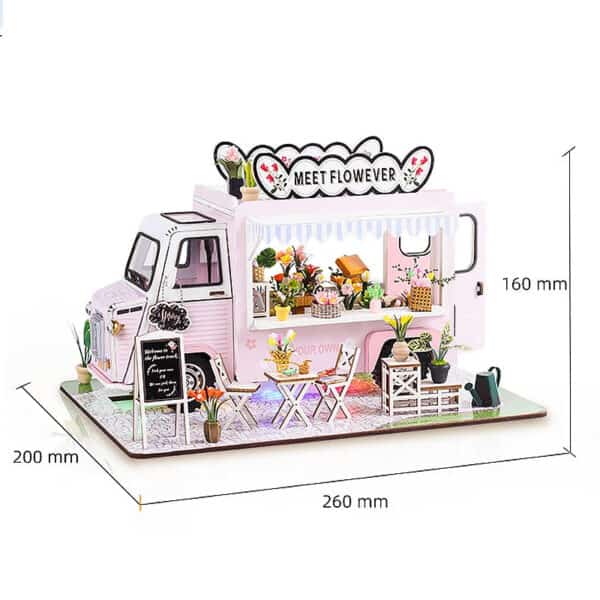 Maquette en bois Camion de fleurs