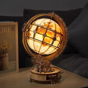 Maquette globe en bois Lumineux