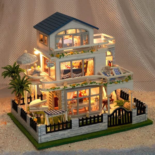 Maquette Mini villa au bord de la mer en bois