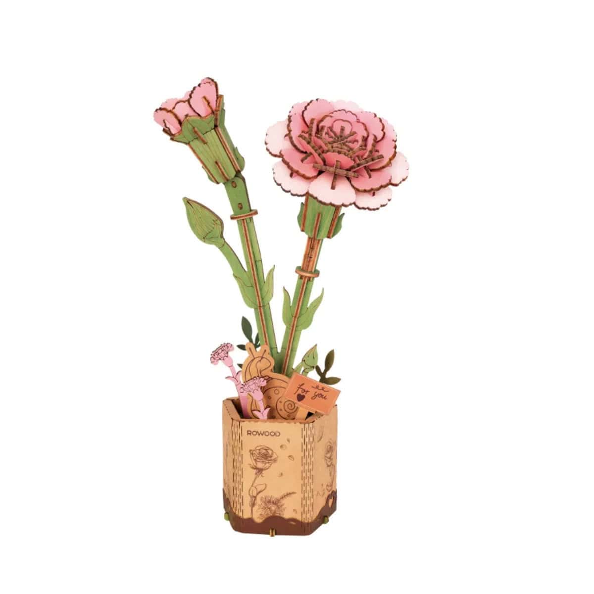 Puzzle 3d en bois Œillet Rose