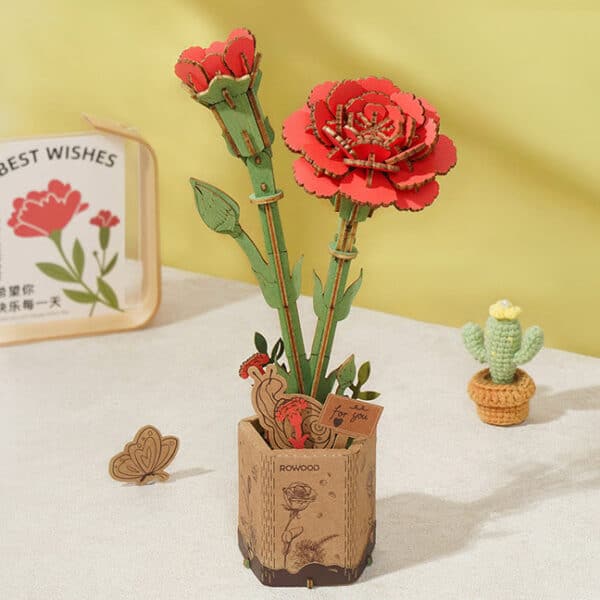 Puzzle 3d en bois Œillet Rouge