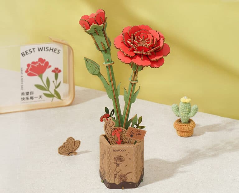 Puzzle 3d en bois Œillet Rouge