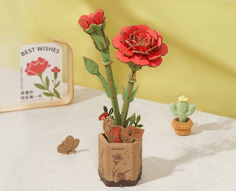 Puzzle 3d en bois Œillet Rouge