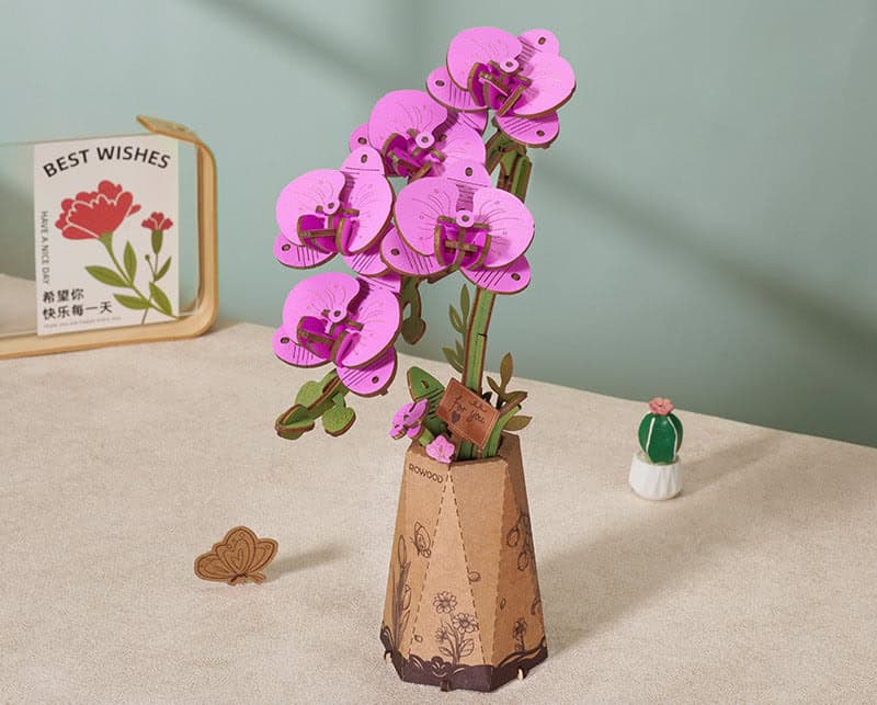 Puzzle 3d en bois Orchidée