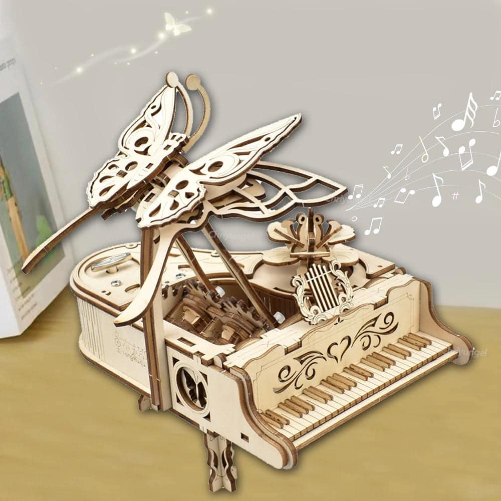 Puzzle 3D piano en bois avec boîte à musique