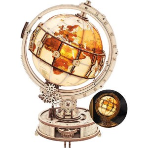 Maquette globe en bois Lumineux