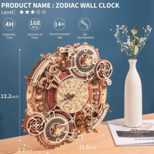 Puzzle 3D horloge murale du zodiaque en bois