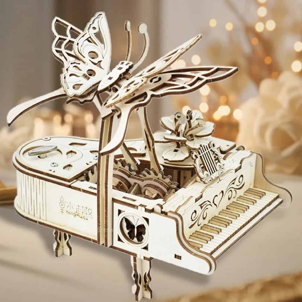 Puzzle 3D piano en bois avec boîte à musique