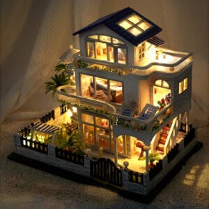 Maquette Mini villa au bord de la mer en bois