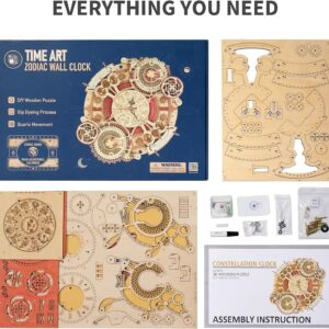 Puzzle 3D horloge murale du zodiaque en bois