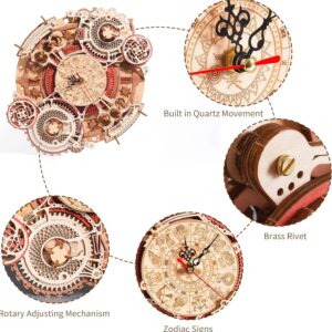 Puzzle 3D horloge murale du zodiaque en bois