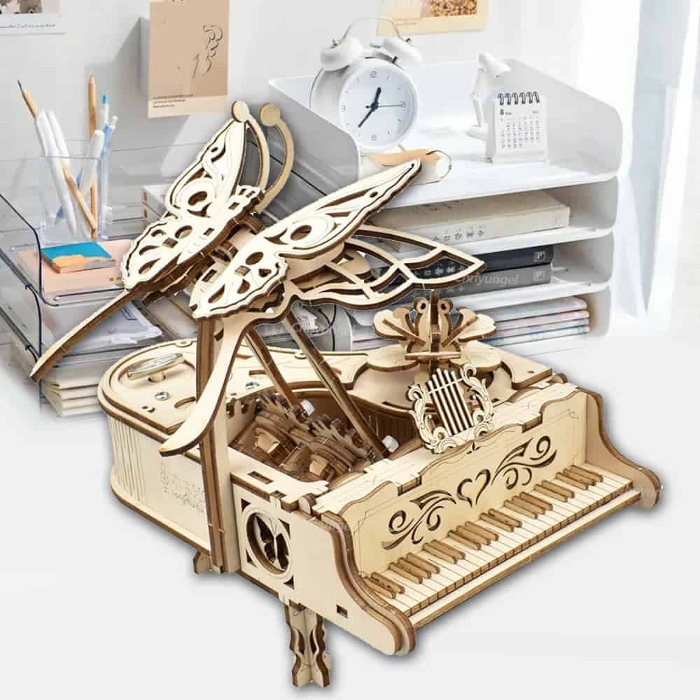 Puzzle 3D piano en bois avec boîte à musique