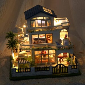 Maquette Mini villa au bord de la mer en bois