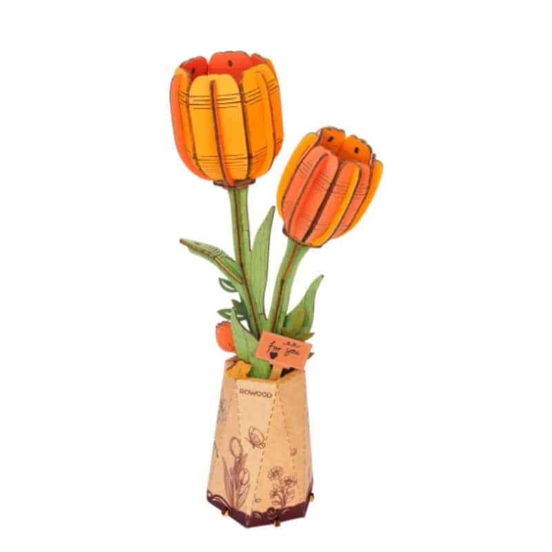 Puzzle 3d en bois Tulipes Oranges