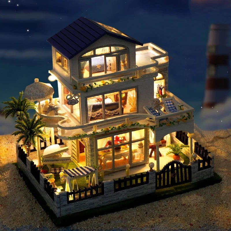 Maquette Mini villa au bord de la mer en bois