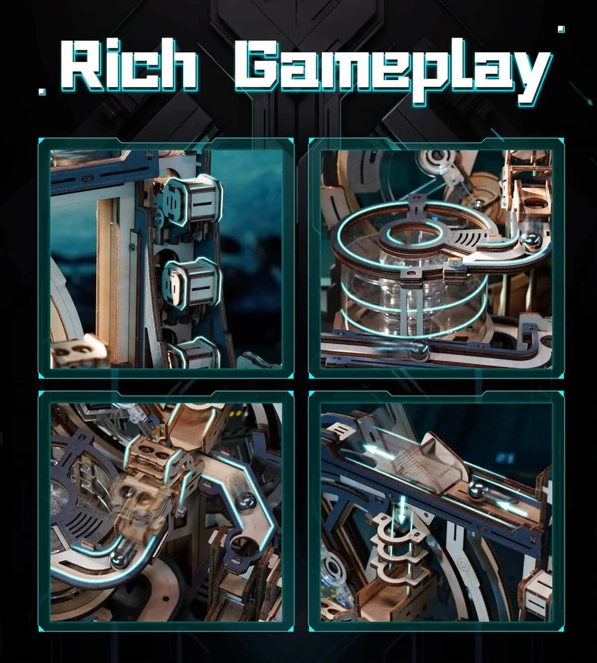 Puzzle 3D en bois circuit à billes